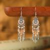Pendientes vintage con borlas de plumas distintivas para mujer, diseño bohemio turquesa, estilo étnico, modernos.