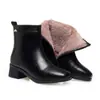 Botas Martin versátiles de otoño e invierno para mujer, envío directo, diseño de una sola pieza a la moda, con felpa, zapatos de algodón de tacón grueso, botas de cuero de suela blanda