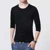 Camiseta de manga larga para hombre, otoño e invierno, camiseta ajustada de manga larga, camiseta juvenil de color liso, ropa superior, publicidad en blanco