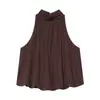 Comércio Exterior Transfronteiriço Roupas Femininas Estilo Europeu e Americano Manga Bufante Gola Halter Sem Manga Top + Calça Lanterna de Cintura Alta Conjunto