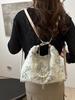 Bolsa de Lona Grande Capacidade Mochila Feminina 2024 Nova Moda de Verão Bolsa Tote Bolsa de Ombro para Estudantes Universitários