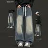 Jeans de Estilo High Street Tendencia Americana para Hombres y Mujeres Corte Desestructurado Holgado Adelgazante Euro Simple Retro Casual Pantalones Largos