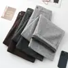 Pantalones de Lana Gruesa con Forro Polar de Pierna Estrecha y Ancha 2025 Otoño e Invierno Populares Cintura Elástica Lana Casual Rectos