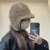 Chapéu de Voo de Pato com Pelúcia de Cor Sólida para Mulheres, Chapéu à Prova de Vento com Proteção para Orelhas, Chapéu de Trapper Versátil de Pelúcia para Outono e Inverno, à Prova de Frio, Quente, para Ciclismo