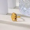 Anillo Cruzado de Acero Inoxidable Chapado en Oro de 18 Quilates, Estilo Nuevo Europeo y Americano, para Mujer, Versátil para el Uso Diario, Joyería de Anillo Abierto Simple y a la Moda