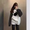 Moletom Feminino 2025 Novo Popular Estilo Europeu Outono e Inverno Lã Grossa Solto Jaqueta Design de Nicho Top