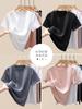 Camiseta de manga corta de algodón mercerizado 80 con amoníaco líquido para mujer, verano, cuello redondo, ajustada, algodón caballo, camiseta de alta gama, camisa básica, seda helada