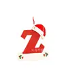 Decoración de Iniciales Navideñas con Letras de Sombrero Rojo, Decoración Colgante para Árbol de Navidad DIY, Colgantes Personalizados para Regalos