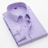 Camisa para Hombre de Manga Larga Holgada Camisa para Papá de Mediana Edad y Anciano Ropa sin Planchar Business Casual Camisa a Cuadros