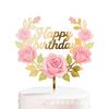 Ins Transfronterizo Impresión a Color Acrílico Inserto para Pastel de Cumpleaños Flores de Color Claro Feliz Cumpleaños Decoración para Pastel