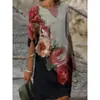 Vestido de Moda Estampado Floral de Verano Europeo 2026, Cuello en V, Manga Media, Cintura Media, Jersey, Línea A