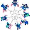 Llavero de Stitch Azul Colgante para Coche Accesorios Llavero de Mochila Escolar DIY Dibujo Animado Colgante Pequeño Colgante Venta al por Mayor