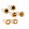 Brincos de aço inoxidável com girassol redondo transfronteiriços moda feminina Joker alta qualidade brincos de aço titânio cor de pedra natural retenção de cor