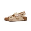 Zapatos Birkenstock de Suela Gruesa para Aumentar la Altura, Ropa Exterior de Verano, Hebilla de Cinturón Tejida Retro, Sandalias Casuales de Playa