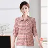 Camiseta de Verano con Cuello Camisero para Mujer de 50-60 Años, Ropa para Mujeres de Mediana Edad y Mayores, Camiseta Básica de Manga Media