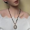 Colar com pingente de pérola natural de água doce cravejado com diamantes tchecos cor de turmalina marrom fabricantes atacado