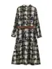 Ropa de mujer transfronteriza, nueva colección de otoño, diseño de moda europeo y americano, vestido estilo camisa con cinturón estampado 8614223