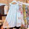 Vestido para Niña 2025 Verano Sin Mangas Floral Halter Vestido Estilo Vacaciones para Niña Pequeña Vestido Tipo Camiseta Venta al por Mayor Transfronteriza