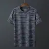 Camiseta masculina de manga curta de seda gelada, fina, solta, tamanho grande, gola redonda, secagem rápida, esportiva, casual, manga curta, roupas de cima