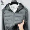 Popular de Invierno para Hombre Ligera con Capucha 90 Terciopelo Chaqueta de Plumas de Pato Sudadera para Hombre Moda Chaqueta Cardigan Empalmada