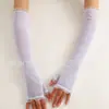 Luvas Femininas Sem Dedos Estendidas de Malha Elástica, Proteção Solar Respirável de Renda, Luvas Acessórios para Vestido de Baile de Halloween