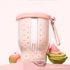 Caja de Fruta, Taza Portátil para Coche, con Tenedor para Usar Sobre la Marcha, Puede Drenar Agua, Grado Alimenticio, Alto Valor Estético, a Prueba de Polvo y Sellada