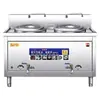 Estufa de Cocción de Fideos de Doble Quemador, Cocedor de Fideos Eléctrico Comercial de Doble Tina, Olla Caliente a Gas para Tienda de Fideos, Estufa Integrada para Sopa y Fideos
