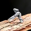 Anillo vintage de acero inoxidable transfronterizo europeo y americano, anillo de acero de titanio para hombre con forma de serpiente