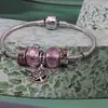 Pulsera Panjia nueva niña cristal rosa colgante árbol de la vida diy joyería de hilo venta al por mayor
