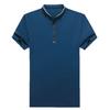 Camiseta de Hombre Verano Cuello Mao Seda de Hielo Color Sólido Casual Negocios Manga Corta Camiseta de Hombre Versátil Manga Media Top al Por Mayor