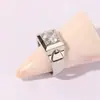 Anel de Cobre High-End com Seis Garras e Diamante Simulado para Mulheres, Estilo Casal Simples e Fashion, Zircônia, Proposta, Casamento, Anel Aberto Falso Atacado
