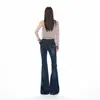 26 Jeans de Campana con Bordado de Cintura Baja Ligeramente Sueltos Estilizadores Modelo Retro Americano Relación Cintura-Cadera para Mujer Soporta Dropshipping