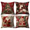 Funda de Almohada Nueva de Navidad Temu Papá Noel Dibujos Animados Estampado de Lino Decoración Festiva para el Hogar Funda de Almohada