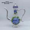 Cloisonne Esmalte Colorido Prata Esterlina Cloisonne Pé Prata Taça de Vinho Pote de Vinho Bebida de Vinho Dragão e Fênix Terno de Prata Pé Prata 999