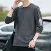 Nueva camiseta de manga larga para hombre 2026, top elástico de primavera y otoño, capa base holgada de peso pesado, camisa de manga corta para hombre