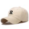 Gorra de Béisbol Bordada con Hilo de Algodón Estéreo Letra R de Estilo K para Circunferencia de Cabeza Grande para Niños y Niñas Mostrando la Cara Pequeña Versátil Gorra con Visera Cepillada