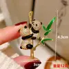 Novo Broche Duplo de Panda e Bambu Estilo Chinês, Alfinete Animal de Bambu Esmaltado Estilo Nacional, Acessório de Broche para Terno e Qipao