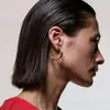 Serie Navideña Aretes de Alambre Envuelto en Forma de C con Nudo Aguja de Plata S925 Estilo Europeo y Americano Únicos de Moda Tendencia