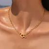 Corrente Cruzada de Aço Banho de Titânio PVD Flor de Cinco Pétalas Fecho Mosquetão Clavicular Impermeável Férias na Praia Versátil Não Desbota para Mulheres