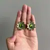 Pendientes de girasol de moda bohemia retro para mujer con incrustación de piedra ojo de gato, colgante exquisito, directo del fabricante
