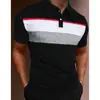 Nueva Camisa Polo para Hombre Europea y Americana Transfronteriza con Rayas Verticales, Impresión Digital 3D, Polo Casual de Manga Corta con Cuello de Solapa a la Moda