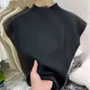 Suéter de Punto sin Mangas de Cuello Medio para Mujer, Nuevo Estilo Primavera Temprana 2026, Top de Manga Corta Ajustado con Mangas Volantes