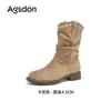 Botas Western de Salto Grosso Femininas Augushiden 2026 Nova Coleção Outono Vintage Dobradas Maillard Botas Martin de Viagem