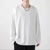 Camiseta de Manga Larga para Hombre Destacada para Primavera y Otoño, Cuello Redondo Casual, Corte Holgado, Transpirable, Versátil, Camiseta Base Delgada