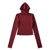Camiseta de manga larga con capucha y cuello alto de corte entallado de estilo europeo y americano para mujer, otoño e invierno 2023, camiseta interior cálida con forro polar