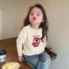 Camiseta de Algodón Puro de Manga Larga para Niñas Dibujos Animados Primavera y Otoño Nueva Camiseta Básica de Cuello Redondo Moda Infantil Top Dulce