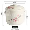 Olla de Cerámica Impermeable para Estofado con Tapa, Tapa Doble para Estofado de Pájaro, Huevo al Vapor, Olla de Estofado con Doble Asa, Taza de Sopa Mediana y Grande para el Hogar, Restaurante Hotel