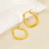 Nuevos Pendientes de Acero Inoxidable Dorado 18K Transfronterizos con Hebilla Redonda en Relieve de Moda Tendencia Estilo Europeo y Americano