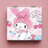 Espelho pequeno Sanrio fofo, espelho de maquiagem portátil de alto valor e beleza com luz, espelho de maquiagem dobrável para dormitório estudantil