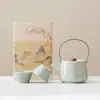 Conjunto de Chá Kung Fu Ge Ware Guochao Caixa de Presente Conjunto para Uso Doméstico, Lembranças de Evento de Inauguração de Empresa de Cerâmica, Personalizável com Logotipo